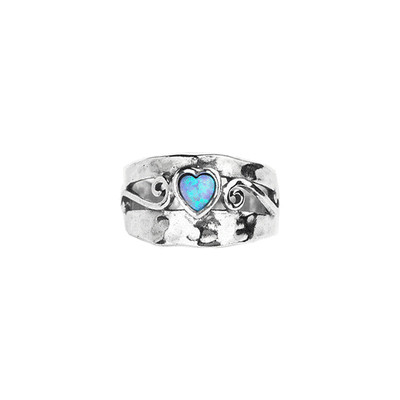 Designer Silber - Handgemachter Aviv Bereich - Opal Herz Ring