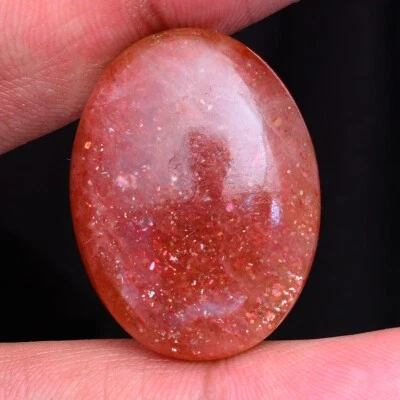 40.00 Cts Natürlich Sonnenstein 31mm-24mm Funkelnde Anhänger Größe Cabochon - Bild 1 von 4