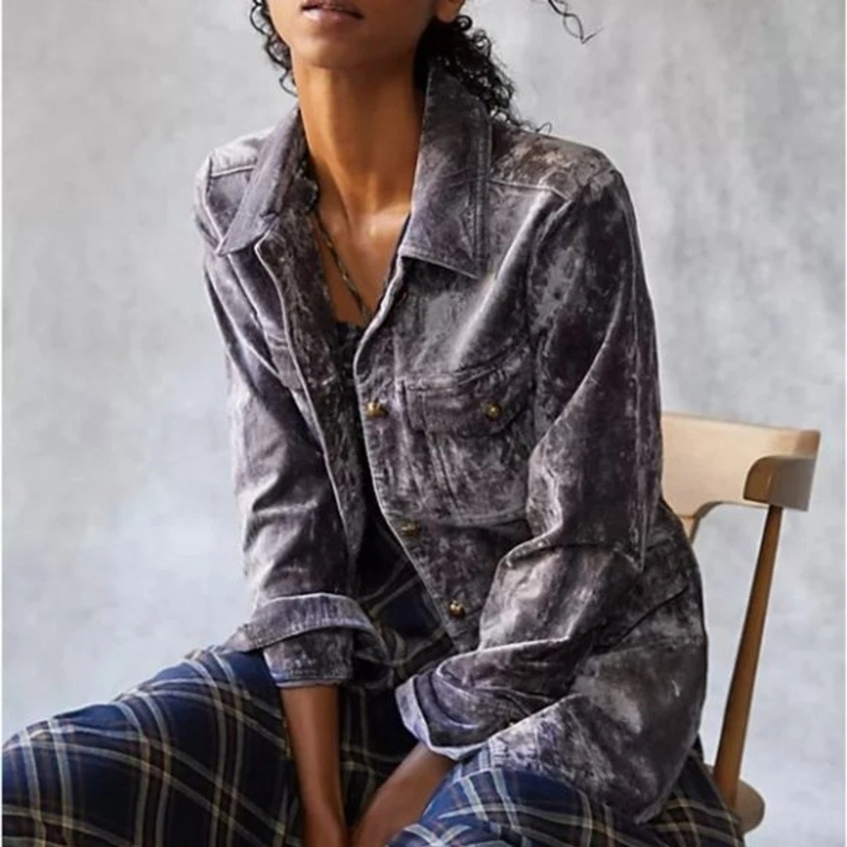 Anthropologie Velvet Utility Shirt Jacket NWOT Medium eBay