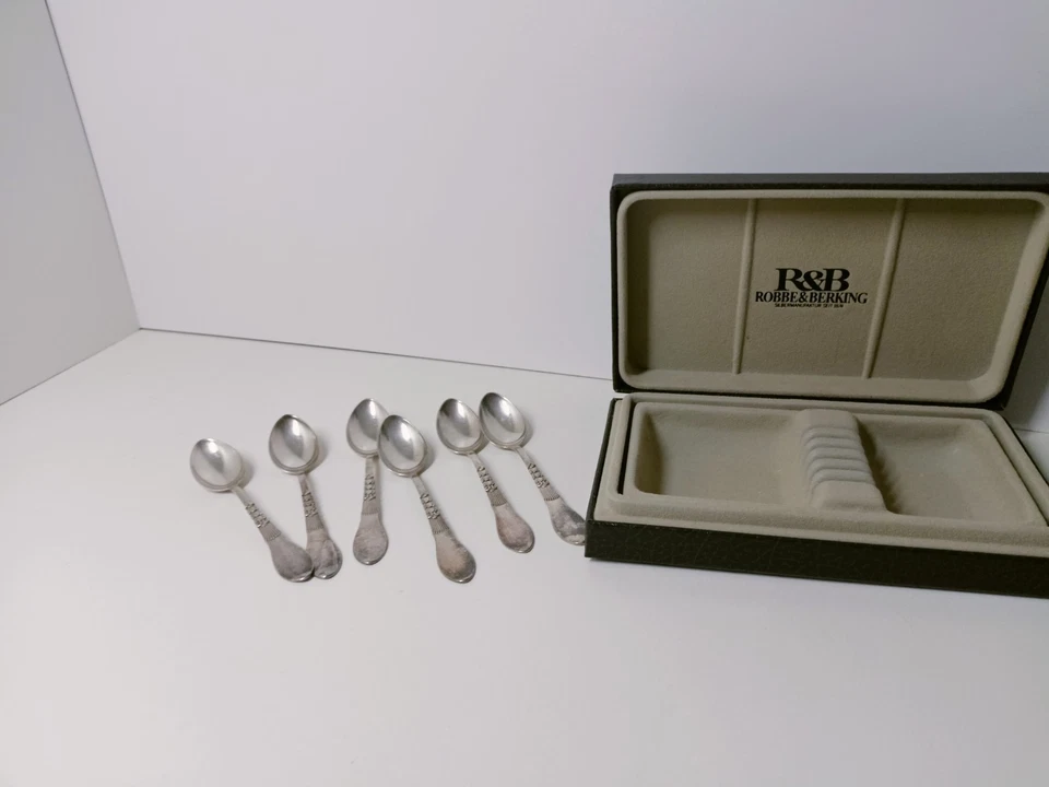 6 versilberte teelöffel von robbe und berking im set Gebrauchsspuren - Bild 2 von 4