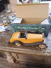 Vintage  Wooden Handcrafted Classic Car Model Handmade Collectible In Box