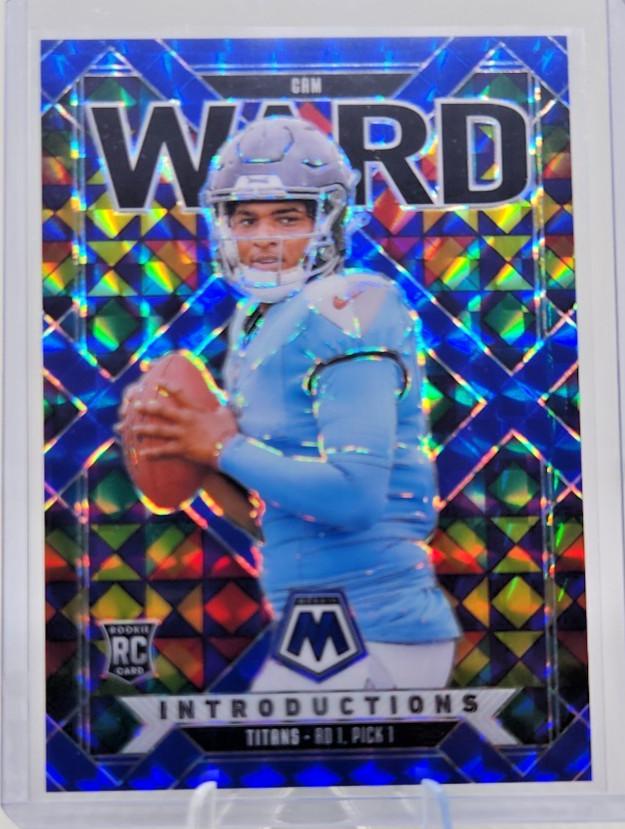 2025 Panini Mosaic Cam Ward RC INTRODUCTIONS Blue Prizm /99 Titans #6