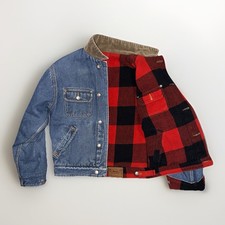 Vtg Polo Ralph Lauren Reversible Denim Jean Jacket & Wool Plaid M Rare Pre RRL