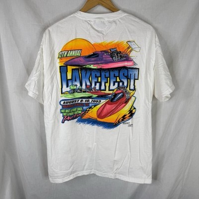 2003 12th Annual Lakefest Drag Boat Racing Party t-shirt size XL double-sided