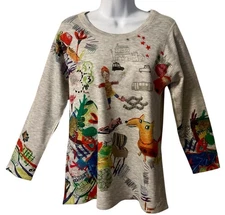 *NWOT* Inoah S Dog City Artsy Gray Marled Lightweight Sample Sweatshirt Top USA