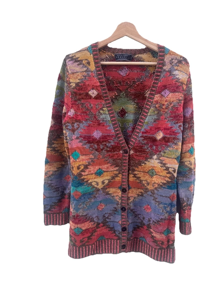 Cárdigan Largo Tejido Algodón Pima Peruvian Connection Suéter Navajo Azteca Para Mujer S Foto 2 de 4