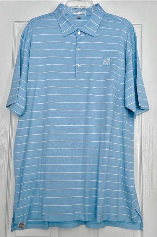 NWOT Peter Millar Men's Size XL Summer Comfort Polo Golf Shirt Blue Striped SS