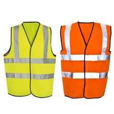 Hi Vis Orange Yellow Vest Class 2 Waistcoat Jerkin  EN ISO 20471 RIS 3279-TOM