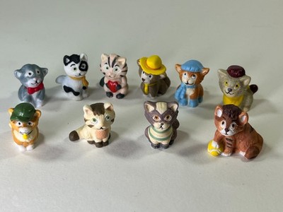 Feline Friends - Cats - Ceramic Mini- French Feves - Set of 10 - Doll House