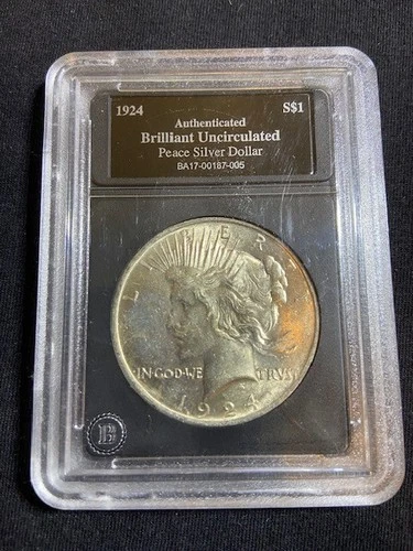 1924 Silver Peace Dollar  Brilliant Uncirculated In Case