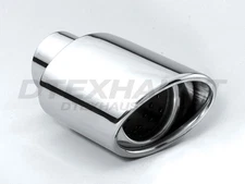 Stainless Steel Exhaust Tip Oval Round Slant Resonated 2.25" Inlet 4.5" Outlet