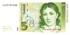 GERMAN FEDERAL REPUBLIC 5 Deutsche Mark 1991 P-37 UNC Banknote