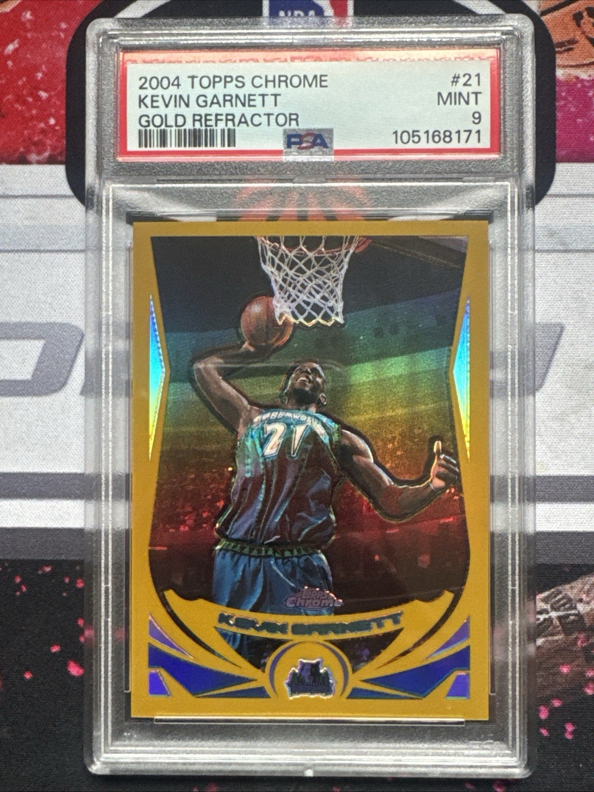 2004-05 Topps Chrome Kevin Garnett Gold Refractor #’ed 36/99 Psa 9