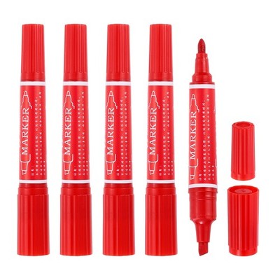 5 Pcs Art Marker Pen Double-Ended Colored Pen Dual Sketch Marker, Red
