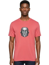 Metal-Robot-Face Mens Graphic Tee, 100% Cotton, Casual Summer Wear