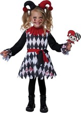 Lil' Harlequin Jester Clown Girl Fancy Dress Up Halloween Toddler Child Costume