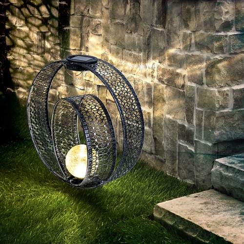 Solarlampe Außenlampe Gartendeko LED Terrassenlampe silber Erdspieß H 42 cm - Bild 3 von 12
