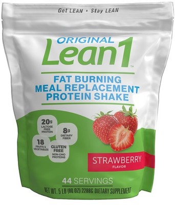 Lean1 Meal Replacement Protein Shake, Strawberry Flavor, 44 Servings in 5 Pou...