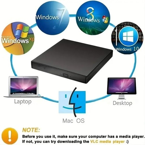 External CD DVD Drive, USB 2.0 Slim Protectable External CD-RW Drive DVD-ROM Pla - 第 5/7 張圖片