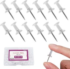 150 Pcs Clear Push Pins, Standard Thumb Tacks Steel Point and Plastic Head, Push