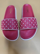 Valentino Garavani Rockstud Pool Slides Sandals Pink White EU 37 Italy NIB