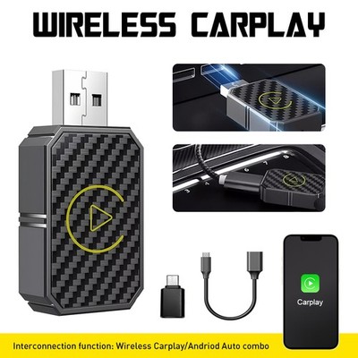 USB Wireless Adapter For CarPlay iPhone Apple Wireless Dongle & Plug play Black