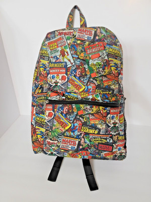2019 Marvel Comics 17'' Avengers Super Heros Backpack Classic Comic Book Collage