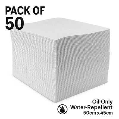 R&C COMPONENTS LTD Oil Soak Pads - Hydrophobic Oil Absorbent Mats Soaks Fuel, Oils (PACK OF 50)