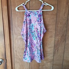 Pink & Purple Floral Sleeveless Tank Top Wome...