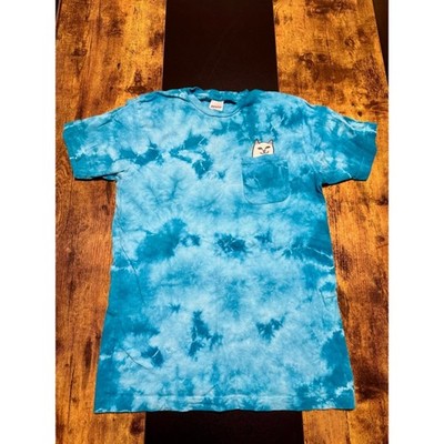 RIPNDIP Lord Nermal Tie Dye Pocket Tee Blue Medium Cat Graphic Shirt
