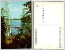 Lake Swannanoa Oak Ridge NJ Postcard Deer Trail Inn Red Canoe Kodachrome