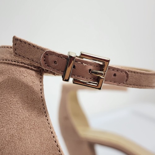 Jessica Simpson Monraley Beige Block High Heel Sandal Faux Pearl Womens Size 8M - Picture 9 of 24