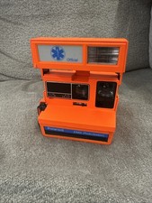 RARE Vintage POLAROID 600 EMS FLUORESCENT ORANGE INSTANT FILM CAMERA Test Works
