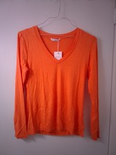 clozoz V-neck long sleeve top in bright orange