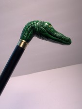 Green ALLIGATOR WALKING STICK - WALKING CANE - MADE IN ITALY