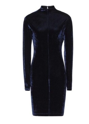 Reiss Greysie Samtkleid Gr. 14 dunkelblau Cut-Out hinten hochgeschlossen Langarm