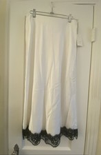 A New Day Women Cream Satin Jacquard Lace Trim Midi Slip Skirt Small NWT