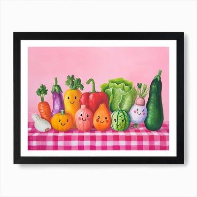 Gemüsefreunde Schachbrett 1 Bogen gerahmtes Wandbild Poster Leinwanddruck Bild