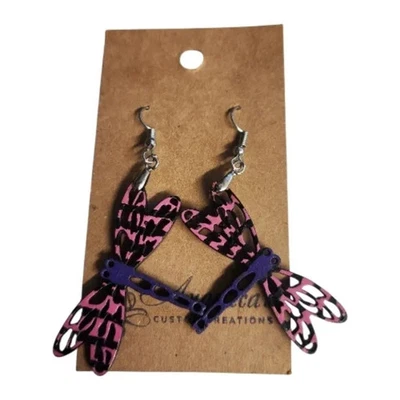 Twilight Flutter Dragonfly Wood Drop Earrings - Image 1 of 2