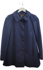 Ted Baker Coat Cape Navy Wool Blend Button Up Size 0 XS Pockets Relaxed Fit 