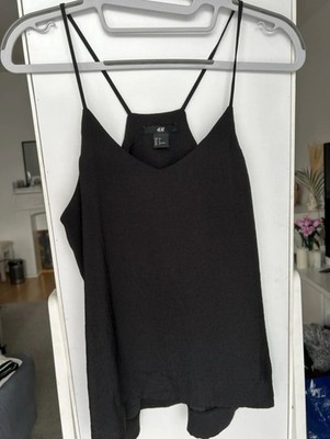 Schwarzes H&M Top mit Spaghettiträgern Größe Gr. S locker fallend