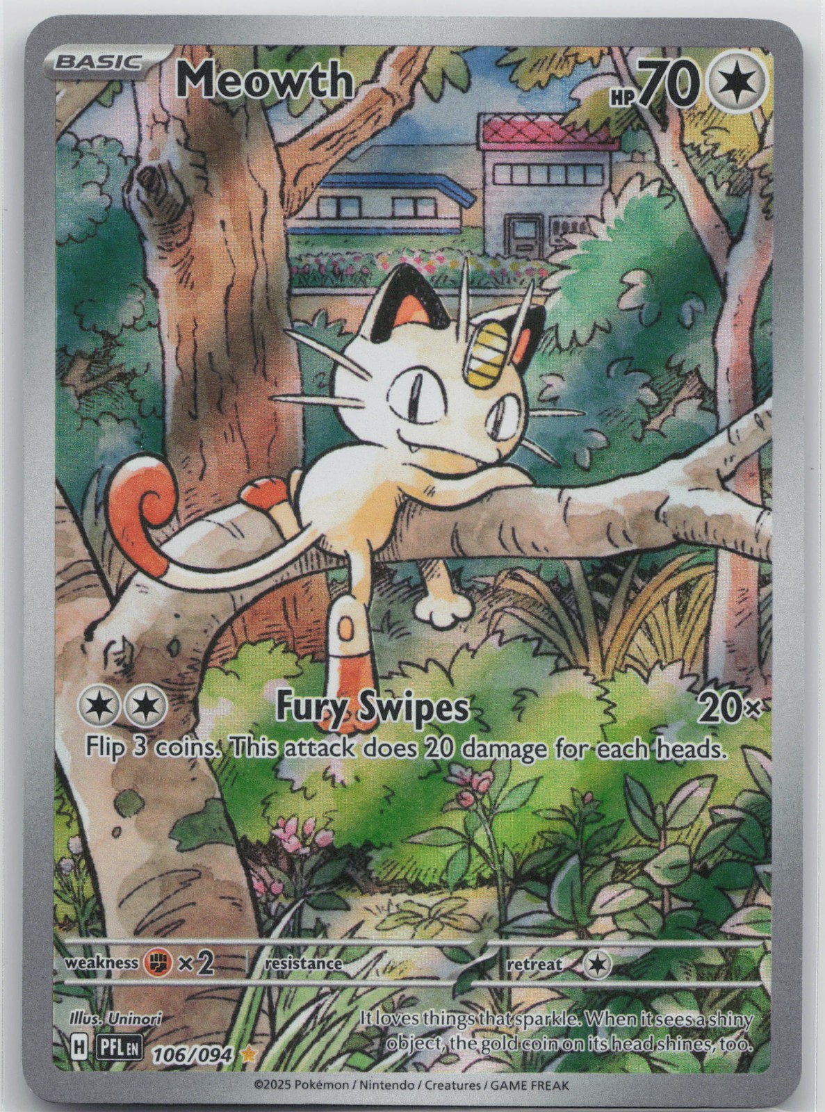 Meowth Illustration Rare ME02: Phantasmal Flames 106/094 NM
