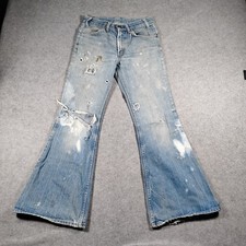 Vintage Levis Orange Tab Jeans 70s Bell Bottom Flare Distressed Light Wash