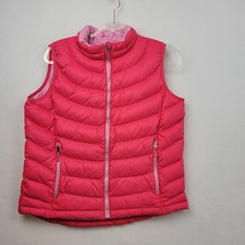 LL Bean Girls Down Fill Puffer Vest Size 18 DownTek Pink Bright Full Zip