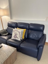 3 & 2 seater sofa set leather recliner. Newport Blue, very good condition. 