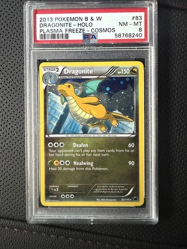 PSA 8- Dragonite 83/116 Plasma Freeze Cosmos Holo- LOW POP