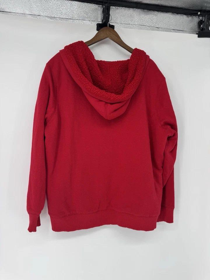 Faded Glory Sherpa Fleece Lined Hoodie Full Zip Sweatshirt Y2K 3X Plus Red - Image 3 of 4