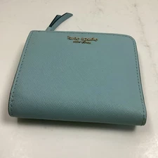 Kate Spade New York Womens Aqua Leather Credit Card Slot Wallet Small