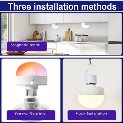 Rechargeable Light Bulb & Remote RGB Light Bulb Dimmable with Timing 300lm