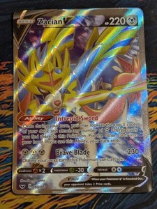 Pokemon Zacian V Ultra Rare Sword & Shield Base 195/202, (ENG), Near Mint/Mint 